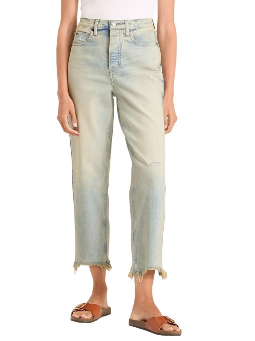 Universal Thread Pale Blue Cropped High-Rise Straight Ankle Jeans SZ 4R
